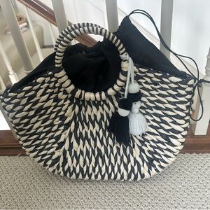 Elegant Black and White Woven Tote